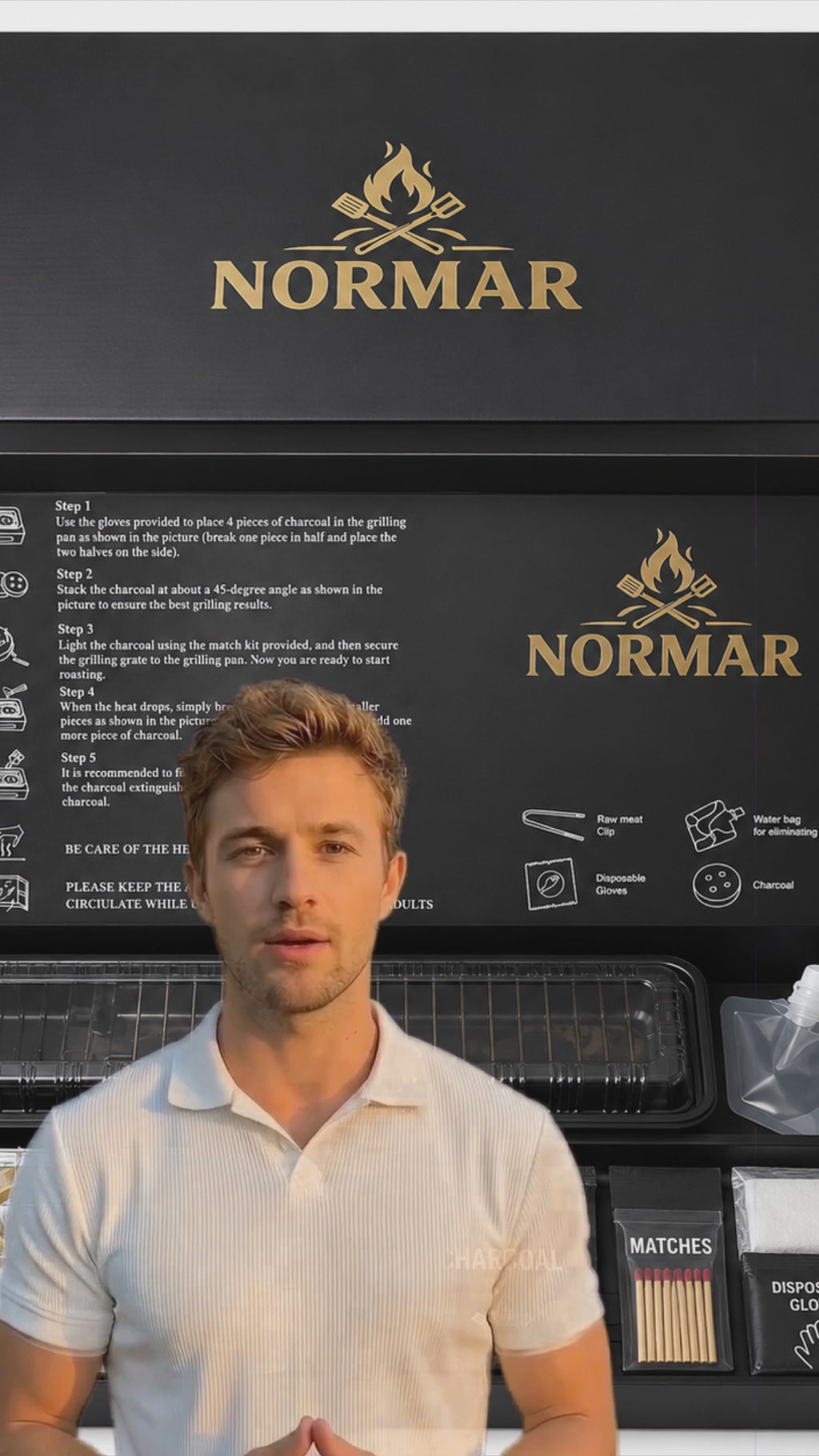 NORMAR BBQ Portable Grill & Picnic Set